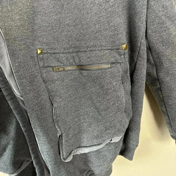 Aritzia Wilfred Rousseau Zip Up Studded Slouchy Oversized Hoodie Gray XS - Picture 4 of 5